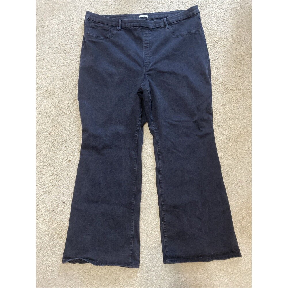 Good American Good Legs Flared Pull On Jeans Black Stretch Plus Size 8 5XL